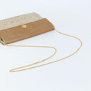Christian Dior Honeycomb Canvas Shoulder Bag PVC Beige Gold Auth ka2388-7