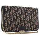 Christian Dior Chain Trotter Canvas Umhängetasche Navy Gold Auth ka2389-1