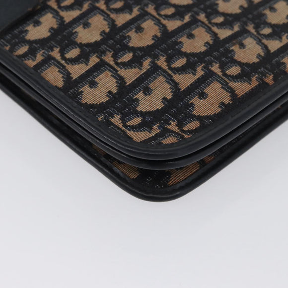 Christian Dior Chain Trotter Canvas Umhängetasche Navy Gold Auth ka2389