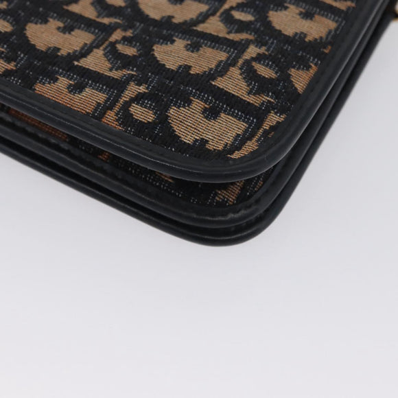 Christian Dior Chain Trotter Canvas Umhängetasche Navy Gold Auth ka2389