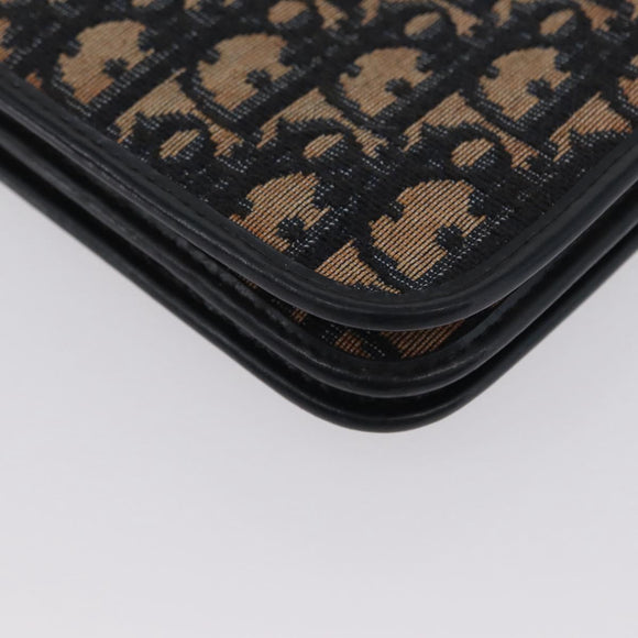 Christian Dior Chain Trotter Canvas Umhängetasche Navy Gold Auth ka2389