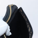 Christian Dior Chain Trotter Canvas Umhängetasche Navy Gold Auth ka2389-18