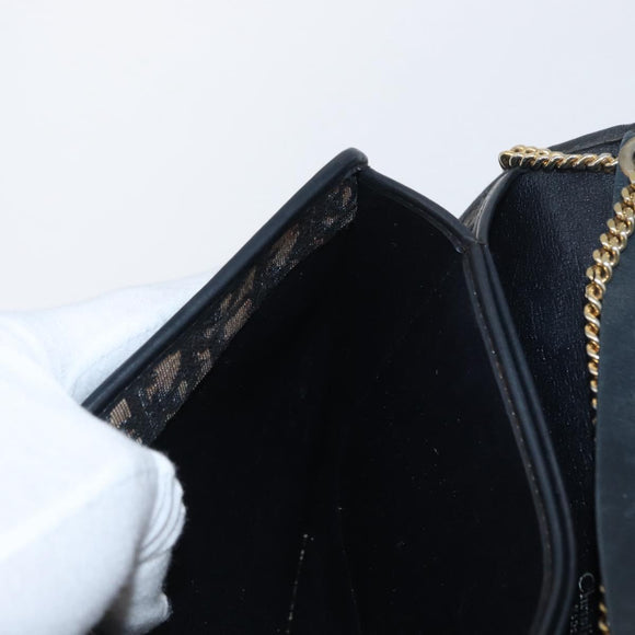 Christian Dior Chain Trotter Canvas Umhängetasche Navy Gold Auth ka2389