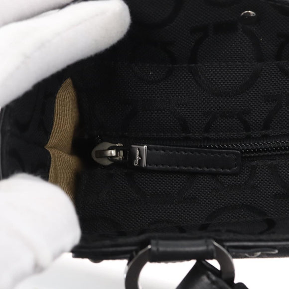 Salvatore Ferragamo Gancini Tote Bag Canvas Black Auth ka2394