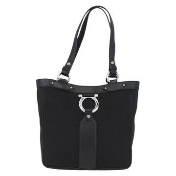 Salvatore Ferragamo Gancini Tote Bag Canvas Black Auth ka2394 - 0