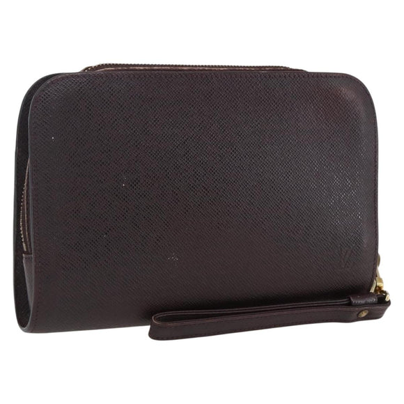 LOUIS VUITTON Taiga Baikal Clutch Bag Acajou M30186 LV Auth ka2397