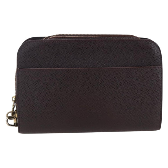 LOUIS VUITTON Taiga Baikal Clutch Bag Acajou M30186 LV Auth ka2397