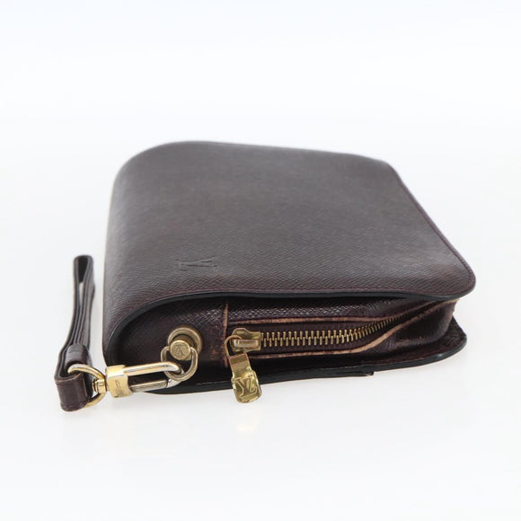 LOUIS VUITTON Taiga Baikal Clutch Bag Acajou M30186 LV Auth ka2397
