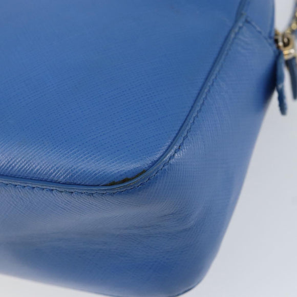 Salvatore Ferragamo Vala Chain Shoulder Bag Leather Blue Gold Auth ka240