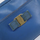 Salvatore Ferragamo Vala Chain Shoulder Bag Leather Blue Gold Auth ka240-14