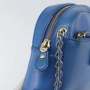 Salvatore Ferragamo Vala Chain Shoulder Bag Leather Blue Gold Auth ka240-15