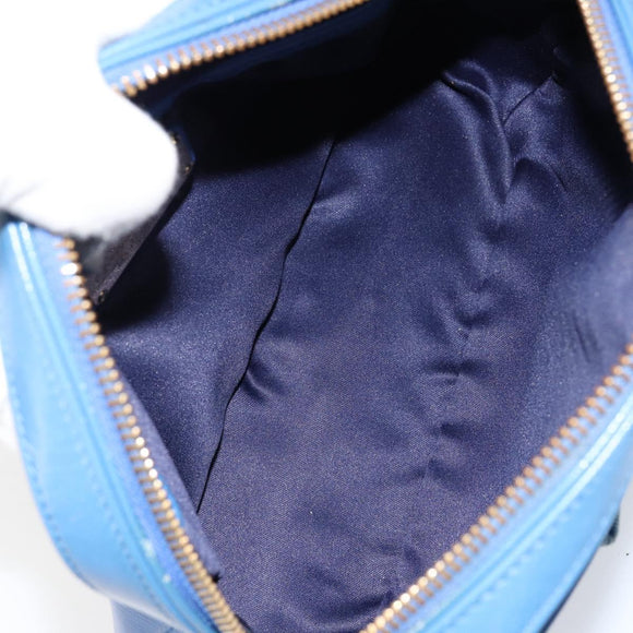 Salvatore Ferragamo Vala Chain Shoulder Bag Leather Blue Gold Auth ka240