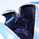 Salvatore Ferragamo Vala Chain Shoulder Bag Leather Blue Gold Auth ka240-18