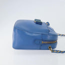 Salvatore Ferragamo Vala Chain Shoulder Bag Leather Blue Gold Auth ka240-4