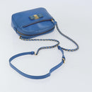 Salvatore Ferragamo Vala Chain Shoulder Bag Leather Blue Gold Auth ka240-7