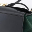 CELINE Trapeze Medium Hand Bag Leather 2way Red Green gold Auth ka241-9