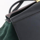 CELINE Trapeze Medium Hand Bag Leather 2way Red Green gold Auth ka241-16