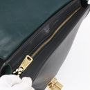 CELINE Trapeze Medium Hand Bag Leather 2way Red Green gold Auth ka241-10