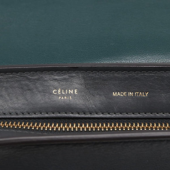 CELINE Trapeze Medium Hand Bag Leather 2way Red Green gold Auth ka241