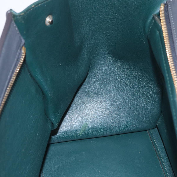 CELINE Trapeze Medium Hand Bag Leather 2way Red Green gold Auth ka241