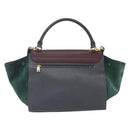 CELINE Trapeze Medium Hand Bag Leather 2way Red Green gold Auth ka241-2