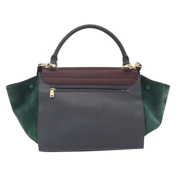 CELINE Trapeze Medium Hand Bag Leather 2way Red Green gold Auth ka241 - 0