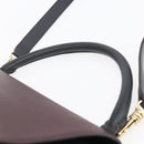 CELINE Trapeze Medium Hand Bag Leather 2way Red Green gold Auth ka241-14