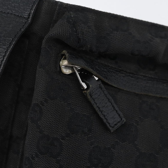 GUCCI GG Canvas Waist bag Black Silver 28566 Auth ka2413