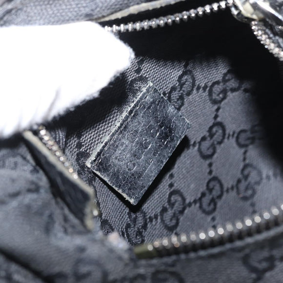 GUCCI GG Canvas Waist bag Black Silver 28566 Auth ka2413