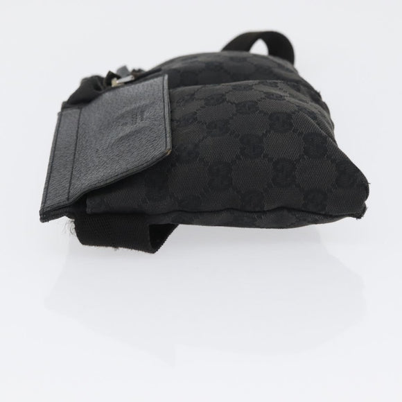 GUCCI GG Canvas Waist bag Black Silver 28566 Auth ka2413