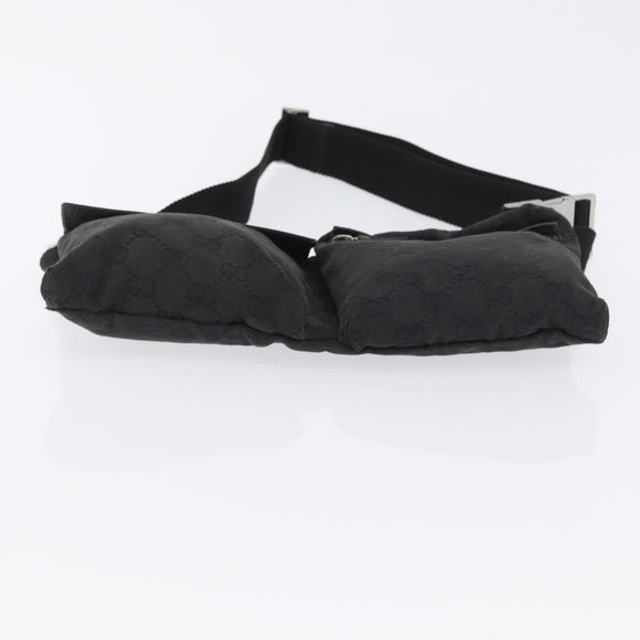 GUCCI GG Canvas Waist bag Black Silver 28566 Auth ka2413