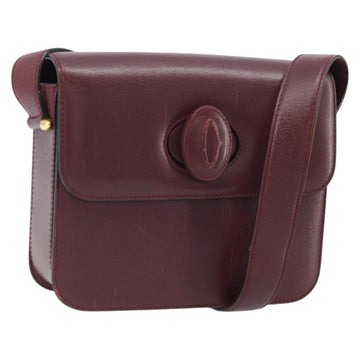 CARTIER Must Line Shoulder Bag Leather Bordeaux Gold Auth ka2426