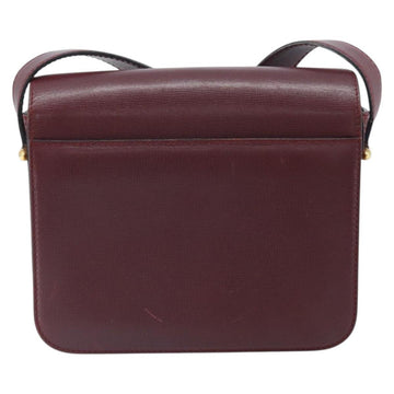 CARTIER Must Line Shoulder Bag Leather Bordeaux Gold Auth ka2426 - 0