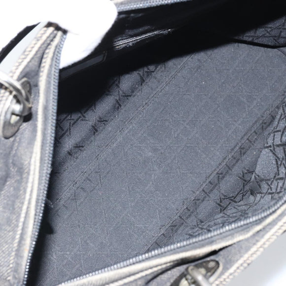Christian Dior Lady Dior Canage Tote Bag Denim 2way Black Silver Auth ka2427A