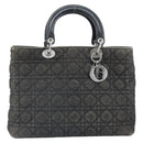Christian Dior Lady Dior Canage Tote Bag Denim 2way Black Silver Auth ka2427A-13