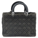 Christian Dior Lady Dior Canage Tote Bag Denim 2way Black Silver Auth ka2427A-2