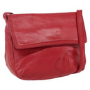 LOEWE Anagram Shoulder Bag Leather Red Gold Auth ka2445-1