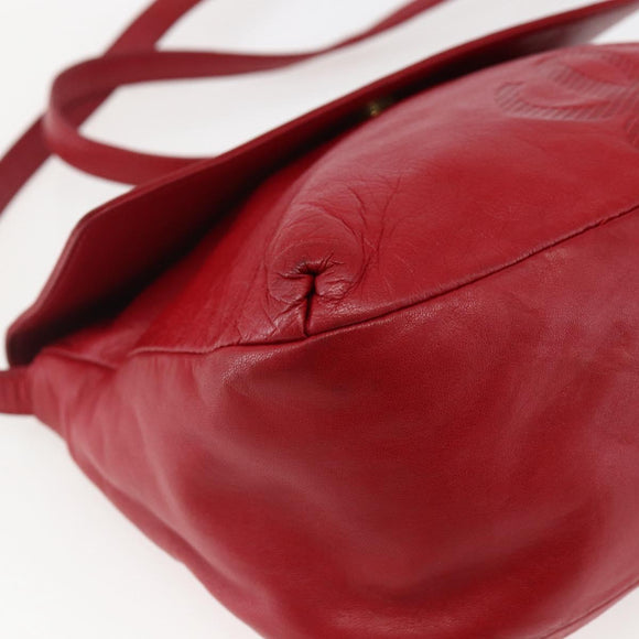 LOEWE Anagram Shoulder Bag Leather Red Gold Auth ka2445