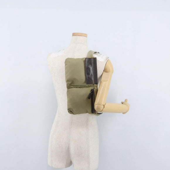 GUCCI Waist bag Nylon Beige Silver 28566 Auth ka2449