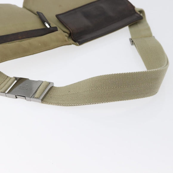 GUCCI Waist bag Nylon Beige Silver 28566 Auth ka2449