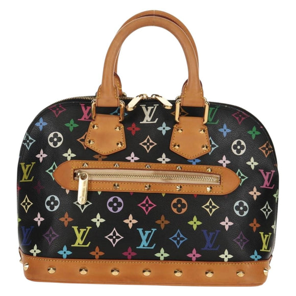 LOUIS VUITTON Monogram Multicolor Alma Hand Bag Black M92646 LV Auth ka244AV