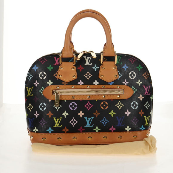LOUIS VUITTON Monogram Multicolor Alma Hand Bag Black M92646 LV Auth ka244AV
