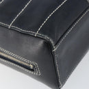 CHANEL Choco Bar Chain Shoulder Bag Leather Navy Silver CC Auth ka245-16