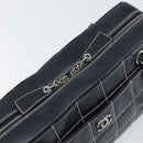 CHANEL Choco Bar Chain Shoulder Bag Leather Navy Silver CC Auth ka245-10