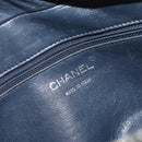 CHANEL Choco Bar Chain Shoulder Bag Leather Navy Silver CC Auth ka245-18