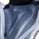 CHANEL Choco Bar Chain Shoulder Bag Leather Navy Silver CC Auth ka245-11