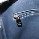 CHANEL Choco Bar Chain Shoulder Bag Leather Navy Silver CC Auth ka245-21