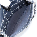 CHANEL Choco Bar Chain Shoulder Bag Leather Navy Silver CC Auth ka245-23