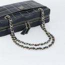 CHANEL Choco Bar Chain Shoulder Bag Leather Navy Silver CC Auth ka245-7