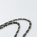 CHANEL Choco Bar Chain Shoulder Bag Leather Navy Silver CC Auth ka245-8